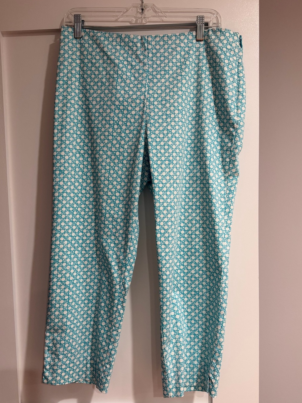 TALBOTS Aquamarine White Heritage PERFECT CROP Pants Sz 12P, 12 Petite